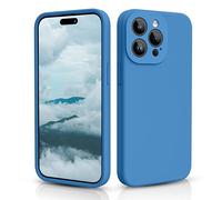 CALOOP Slim-Fit for iPhone 15 Pro Max Case,Skin Soft Liquid Silicone,Sturdy Hard Frame Shockproof Cover with Anti-Scratch Microfiber Lining,Full Protection for Screen and Lens,6.7 inch(Blue)