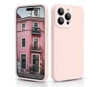 CALOOP Slim-Fit for iPhone 15 Pro Max Case,Skin Soft Liquid Silicone,Sturdy Hard Frame Shockproof Cover with Anti-Scratch Microfiber Lining,Full Protection for Screen and Lens,6.7 inch(Chalk Pink)