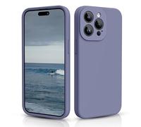 CALOOP Slim-Fit for iPhone 15 Pro Max Case,Skin Soft Liquid Silicone,Sturdy Hard Frame Shockproof Cover with Anti-Scratch Microfiber Lining,Full Protection for Screen and Lens,6.7 inch(Lavender Gray)