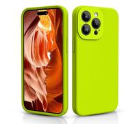 CALOOP Slim-Fit for iPhone 15 Pro Max Case,Skin Soft Liquid Silicone,Sturdy Hard Frame Shockproof Cover with Anti-Scratch Microfiber Lining,Full Protection for Screen and Lens,6.7"(Fluorescent Green)