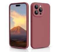 CALOOP Slim-Fit for iPhone 15 Pro Max Case,Skin Soft Liquid Silicone,Sturdy Hard Frame Shockproof Cover with Anti-Scratch Microfiber Lining,Full Protection for Screen and Lens,6.7 inch(Dark Red)