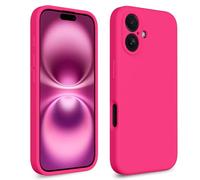 CALOOP Slim-Fit for iPhone 16 Case,Skin Soft Liquid Silicone,Sturdy Hard Frame Shockproof Cover with Anti-Scratch Microfiber Lining,Full Protection for Screen and Lens,6.1 inch,Hot Pink