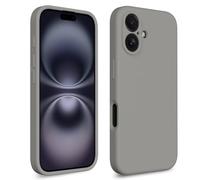 CALOOP Slim-Fit for iPhone 16 Case,Skin Soft Liquid Silicone,Sturdy Hard Frame Shockproof Cover with Anti-Scratch Microfiber Lining,Full Protection for Screen and Lens,6.1 inch,Space Gray