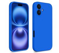 CALOOP Slim-Fit for iPhone 16 Case,Skin Soft Liquid Silicone,Sturdy Hard Frame Shockproof Cover with Anti-Scratch Microfiber Lining,Full Protection for Screen and Lens,6.1 inch,Klein Blue