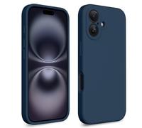 CALOOP Slim-Fit for iPhone 16 Plus Case,Skin Soft Liquid Silicone,Sturdy Hard Frame Shockproof Cover with Anti-Scratch Microfiber Lining,Full Protection for Screen and Camera Lens,6.7inch (Storm Blue)