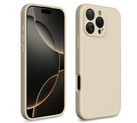 CALOOP Slim-Fit for iPhone 16 Pro Case,Skin Soft Liquid Silicone,Sturdy Hard Frame Shockproof Cover with Anti-Scratch Microfiber Lining,Full Protection for Screen and Camera Lens,6.3 inch (Stone)