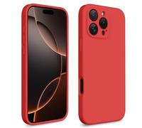 CALOOP Slim-Fit for iPhone 16 Pro Max Case,Skin Soft Liquid Silicone,Sturdy Hard Frame Shockproof Cover with Anti-Scratch Microfiber Lining,Full Protection for Screen and Lens,6.9 inch,Red