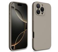 CALOOP Slim-Fit for iPhone 16 Pro Max Case,Skin Soft Liquid Silicone,Sturdy Hard Frame Shockproof Cover with Anti-Scratch Microfiber Lining,Full Protection for Screen and Lens,6.9 inch,Clay