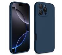 CALOOP Slim-Fit for iPhone 16 Pro Max Case,Skin Soft Liquid Silicone,Sturdy Hard Frame Shockproof Cover with Anti-Scratch Microfiber Lining,Full Protection for Screen and Lens,6.9 inch,Storm Blue