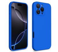 CALOOP Slim-Fit for iPhone 16 Pro Max Case,Skin Soft Liquid Silicone,Sturdy Hard Frame Shockproof Cover with Anti-Scratch Microfiber Lining,Full Protection for Screen and Lens,6.9 inch,Klein Blue