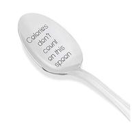 Calories Don't Count on This Spoon - Funny Engraved Coffee Spoon - 14.5 cm Stainless Steel, Dishwasher Safe - Gift for Coffee Lovers, Friends or Valentine's Day