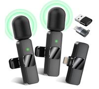 Calovebby 3 in1 Wireless Lavalier Microphones 2 Pack,Plug-Play Professional Noise Reduction Recording Clip Mic for Creator Interview YouTube TikTok Vlog, Mini Microphone for iPhone USB C Equipment