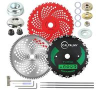 CALPALMY Brush Cutter Blade and Adapter Kit - 9" x 20T / 9" x 36T / 10" x 80T Circular Trimmer Chainsaw Tooth Saw Blade - for Cutters, Trimmers & Weed Eaters - Trims Trees, String & Underbrush