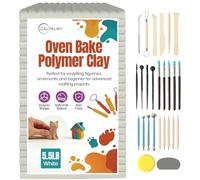 CALPALMY Oven Bake Polymer Clay 5.5lb with Tools Kit, White Sculpting Material for Modeling & Crafts, Soft Until Baked, Non-Toxic DIY Clay for Figurines, Miniatures, Jewelry & Pottery Projects
