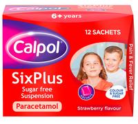 Calpol SixPlus Sugar Free Strawberry Paracetamol Sachets, Pack of 12