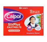 Calpol Paracetamol Fastmelts SixPlus 250 mg Orodispersible Strawberry – 12 Tablets