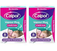 Calpol Vapour Plug 5 Refills, Pack of 2, Lavender & Chamomile, Helps Clear and Ease Breathing, Vapour Plug in & Nightlight Refill Pads for Soothing 8 Hour Night-Time Comfort, Suitable for 3+ Months