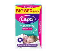 Calpol Vapour Plug Refills XL 10 Count (Pack of 1), Lavender & Chamomile, Helps with Clear and Easy Breathing, Vapour Plug In & Nightlight Refill Pads for Soothing 8 Hour Night-Time, 3+ Months