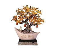 CALQYSH Crystal Good Luck Stones Tree Citrine Gemstone Tree with High Base, for Wealth Fortune and Luck Decorations Gemstone Tree(Beige)