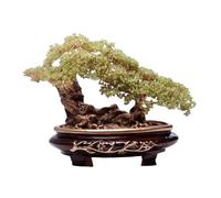CALQYSH Crystal Good Luck Stones Tree Crystal Money Tree Bonsai for Wealth Fortune and Luck Ornament for Home Wine Cooler Gemstone Tree(Green)