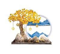 CALQYSH Crystal Good Luck Stones Tree Living Room Crystal Fortune Tree, Citrine Money Tree Quicksand Painting Ornament, Home Office Opening Decoration Gemstone Tree(Blue)