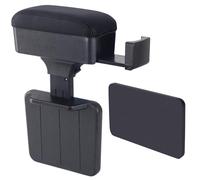 Calreer Adjustable Car Armrest, Car Center Console Car Arm Rest with Cup Holder, Auto Armrest Extender Organizer Box, PU Leather Seat Gap Organizer Elbow and Forearm Wrist Support for Most Vehicles