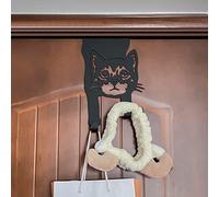 Calrichly Over The Door Hangers, Strong Metal Hooks, No-Tools Compact Design Rust-Free Black Coating Over The Door Hanger Hooks Cat Stuff for Home Office Storage, Cat Decor Gifts for Cat Lovers