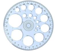 Cals 1pc White Full Circle Template Plastic Protractor 360 Degree for Painting Drawing Drafting Tool 16 Circular Sizes, Protractor