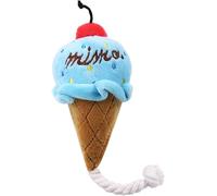 Calsgkspray 1pc Brown Blue Ice Cream Dog Squeaky Toys,Cute Puppy Chew Toys with Ropes,Add Interactive Dog Plush Toy for Small to Medium Dogs and Cats Pet Supplies,Toys