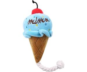 Calsgkspray 1pc Brown Blue Ice Cream Dog Squeaky Toys,Cute Puppy Chew Toys with Ropes,Add Interactive Dog Plush Toy for Small to Medium Dogs and Cats Pet Supplies,Toys