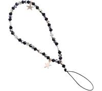 Calsgkspray Five-Pointed Star Pendant Beaded Strap - Cute Mobile Phone Strap Detachable Lanyard, Decor and Cell Phone Charms,Cell Phones Accessories (Black)