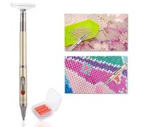 Calsoling Diamond Art Painting Pen, Automatic Refillable Wax Rhinestone Picker with Metal Scraper Head, Dual-Ended DIY Embroidery Accessories for Diamond Art, Nail Art & Crafts