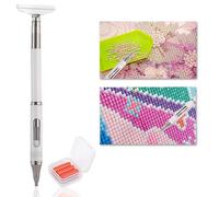 Calsoling Diamond Art Painting Pen, Automatic Refillable Wax Rhinestone Picker with Metal Scraper Head, Dual-Ended DIY Embroidery Accessories for Diamond Art, Nail Art & Crafts