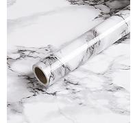Caltero Marble Wallpaper 15.7" x 78.7" Marble Contact Paper Black White Grey Granite Wallpaper Peel and Stick Marble Self Adhesive Paper for Countertop Cabinets Kitchen Bathroom