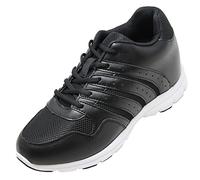 CALTO - G8817-3.2 Inches Taller - Size 7.5 UK- Height Increasing Elevator Shoes (Black Lace-up Super Lightweight Sneakers)