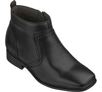 CALTO - G99809-3.2 Inches Taller - Size 8 UK- Height Increasing Elevator Shoes (Black Leather Zip-up Square-toe Boots)