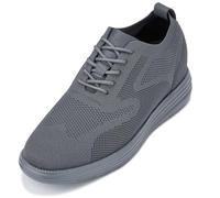 CALTO Men's Invisible Height Increasing Elevator Casual Shoes - Iron/Dark Grey Sole Ultra Light-Weight Lace-up Knitted Casual Sneakers - 2.8 Inches Taller - X2641 - Size 7.5 UK