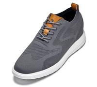 CALTO Men's Invisible Height Increasing Elevator Casual Shoes - Iron Gray/Brown Ultra Light-Weight Lace-up Knitted Casual Sporty Sneakers - 2.8 Inches Taller - X2636 - Size 9 UK
