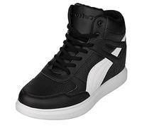 CALTO Men's Invisible Height Increasing Elevator Shoes - Black Leather Lace-up High-top Fashion Sneakers - 3.8 Inches Taller - H71901 - Size 10 UK