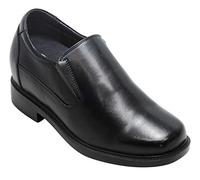 CALTO Men's Invisible Height Increasing Elevator Shoes - Black Leather Slip-on Lightweight Casual Loafers - K31714 - Size 7 UK - 3.6 Inches Taller