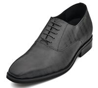 CALTO Men's Invisible Height Increasing Elevator Shoes - Black Micro-Perforated Leather Lace-up Formal Dress Oxfords - 3 Inches Taller - Y3520 - Size 10.5 UK