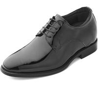 CALTO Men's Invisible Height Increasing Elevator Shoes - Black Patent Leather Lace-up Formal Dress Oxfords - 2.8 Inches Taller - Y7401 - Size 8 UK