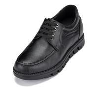 CALTO Men's Invisible Height Increasing Elevator Shoes - Black Pebble Grain Leather Lace-up Casual Oxford - G6381 - Size 8 UK - 3 Inches Taller