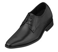 CALTO Men's Invisible Height Increasing Elevator Shoes - Black Premium Leather Lace-up Formal Derby Oxfords - 2.8 Inches Taller - Y5011 - Size 9 UK