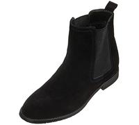 CALTO Men's Invisible Height Increasing Elevator Shoes - Black Suede Leather Slip-on Chelsea Boots - 2.9 Inches Taller - K33090 - Size 7.5 UK