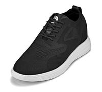 CALTO Men's Invisible Height Increasing Elevator Shoes - Black/White Sole Ultra Light-Weight Lace-up Knitted Sporty Walker - 2.8 Inches Taller - X2632 - Size 7.5 UK