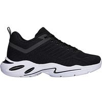 CALTO Men's Invisible Height Increasing Elevator Shoes - Black/White Super Lightweight Sporty Sneakers - 2.6 Inches Taller - Q330 - Size 8 UK