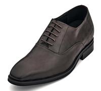 CALTO Men's Invisible Height Increasing Elevator Shoes - Coffee Brown Micro-Perforated Leather Lace-up Formal Dress Oxfords - 3 Inches Taller - Y3521 - Size 11.5 UK