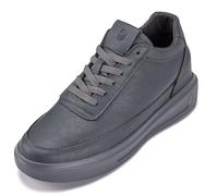 CALTO Men's Invisible Height Increasing Elevator Shoes - Iron Grey Light-Weight Lace-up Leather Sporty Sneakers - 2.8 Inches Taller - X1649 - Size 12.5 UK