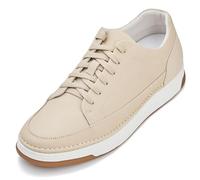 CALTO Men's Invisible Height Increasing Elevator Shoes - Ivory White Suede/White & Gum Sole Premium Suede Leather Lace-up Fashion Sneakers - 2.6 Inches Taller - Y7934 - Size 6.5 UK